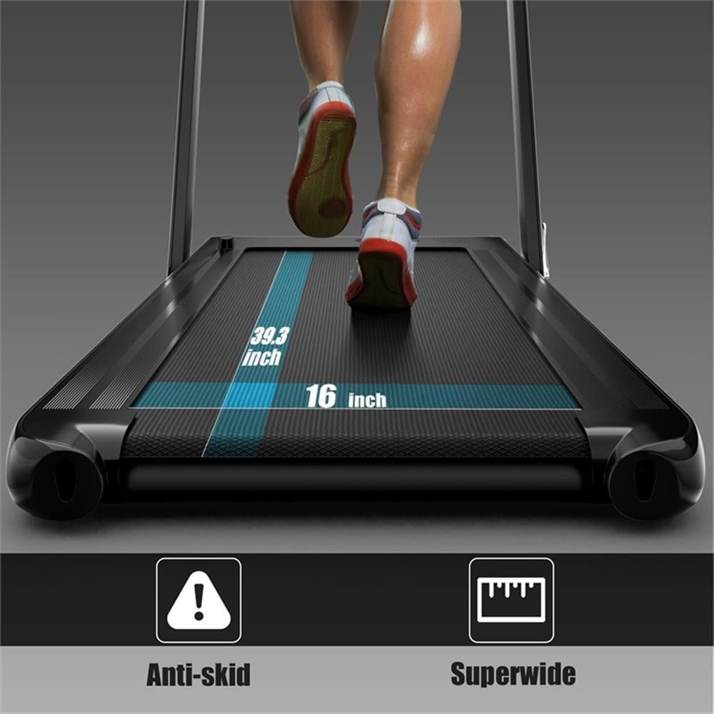 Pemberly Row Up To 7.5MPH 2.25HP Single Display Screen Treadmill in Black