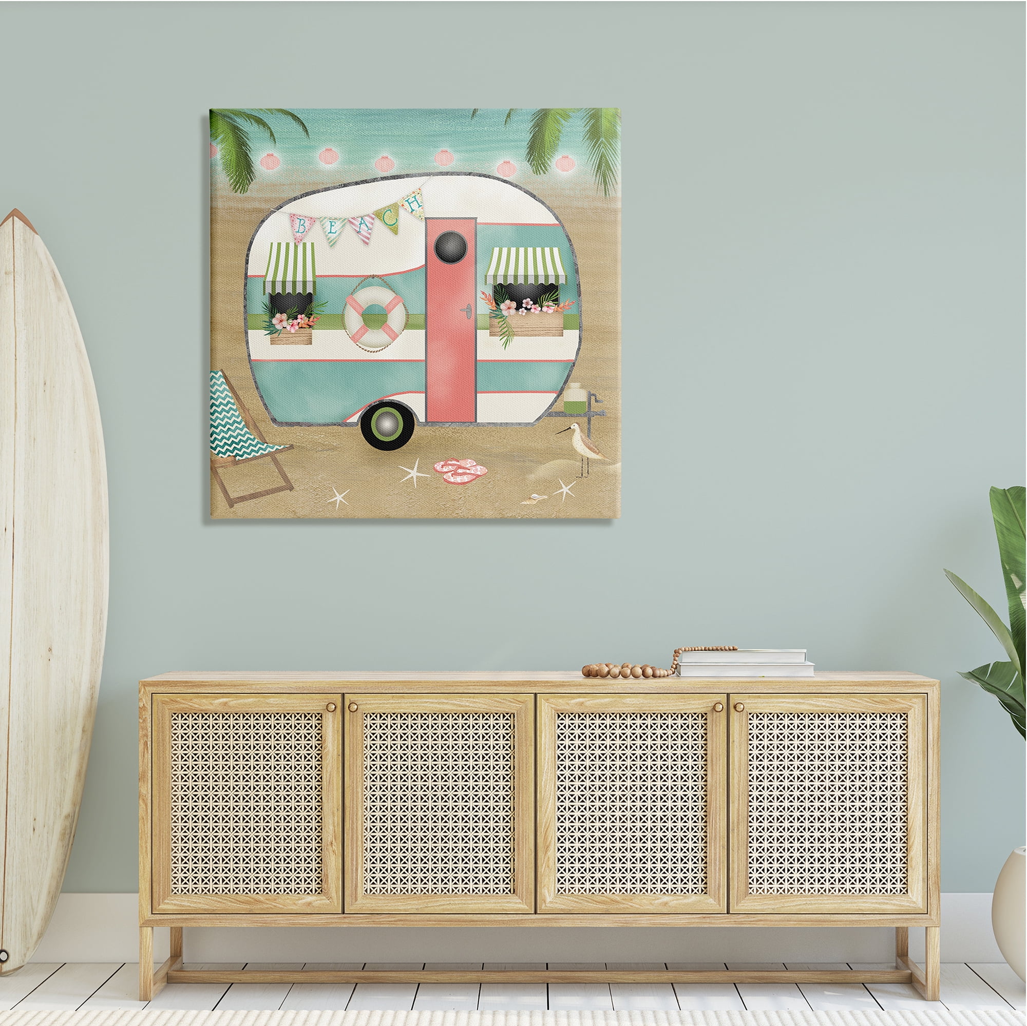 Stupell Industries Festive Country Trailer Beach Chair Starfish Sandals,36 x 36, Design by Beth Albert