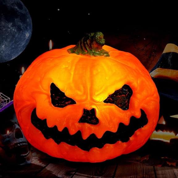 Halloween 5.5 Inch Pumpkin Light, Halloween Jack O Lantern Pumpkin Decoration with LED Glowing Design, Pumpkin Ornament for Party Table Home Holiday Decor