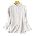 thumbnail image 2 of Asgosdo Women Tops Cotton Linen Long Sleeve Collared Button Down Solid Color Shirts Comfy Soft Clothes, 2 of 4