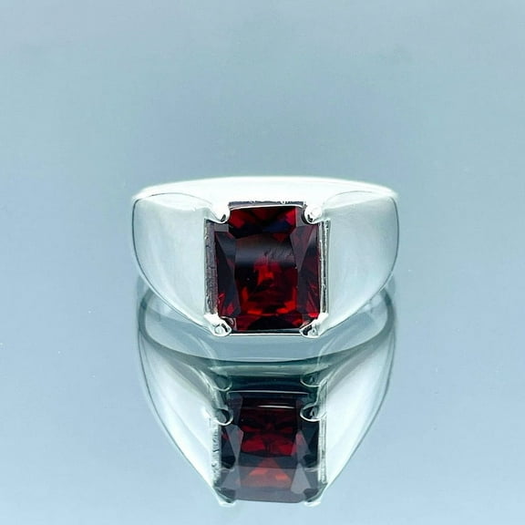 Mens Ruby Stone Silver Ring, Turkish Handmade Ring, Red Stone Garnet Ring, Ottoman Style Handmade Ring, 925k Sterling Silver, Gift For Him