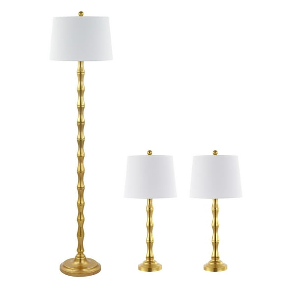 SAFAVIEH Aurelia Classic Floor and Table Lamps Set, Gold, Set of 3