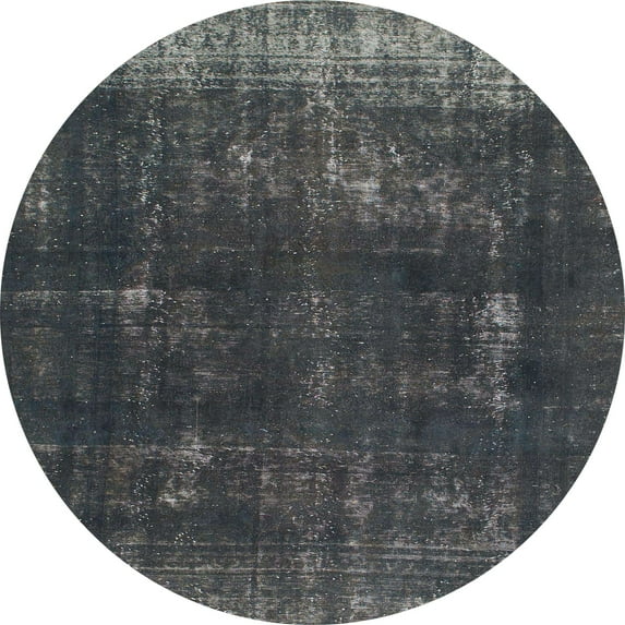Ahgly Company Machine Washable Indoor Round Abstract Grey Gray Area Rugs, 8' Round