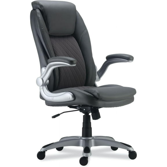 ALELT4219 Leithen Bonded Leather Midback Chair Supports Up to 275 lbs. - Gray/Silver