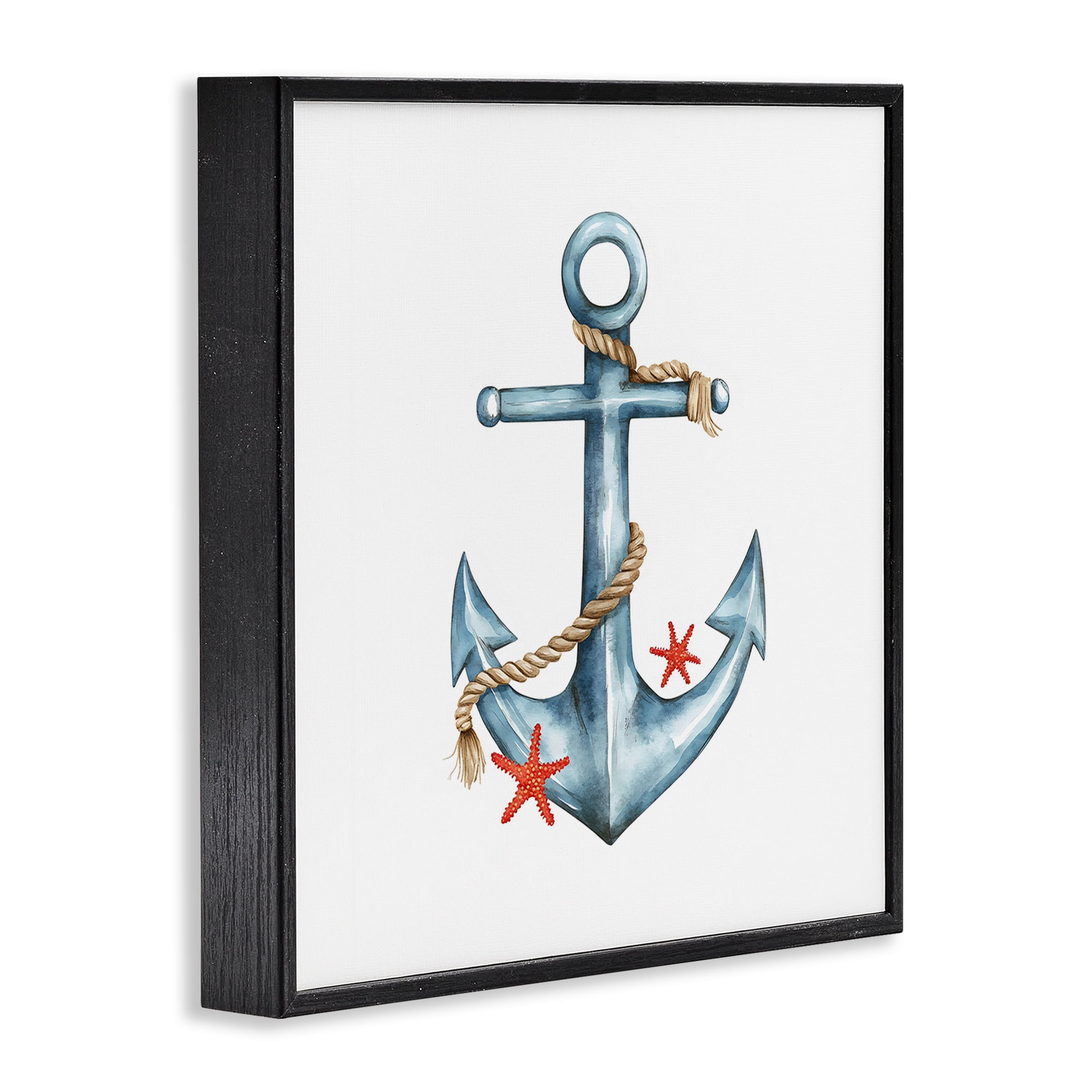 Stupell Industries Cute Sailor Anchor with Starfish Black Framed Giclee Art, design by LSR Design Studio