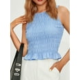 thumbnail image 3 of Biezeib Women's Solid Color Tank Tops, Fashion Sleeveless Round Neck Ruffle Hem Smocked Tops, 3 of 6