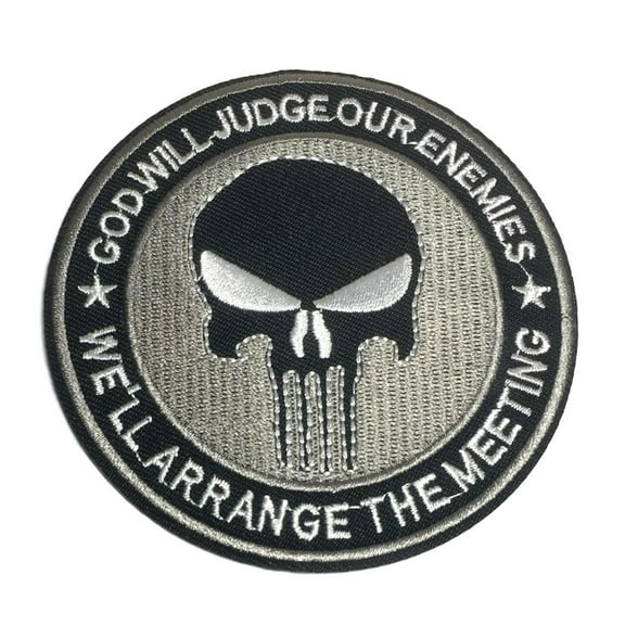 Punisher God Will Judge Our Enemies 3 1/2 Inch Wide Patch