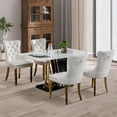 thumbnail image 3 of DONICK Velvet Upholstered Dining Chairs,Wing Back Side Chair Tuft Nailhead Ring Pull Metal Legs(Beige,Gold Legs,Set of 4), 3 of 12