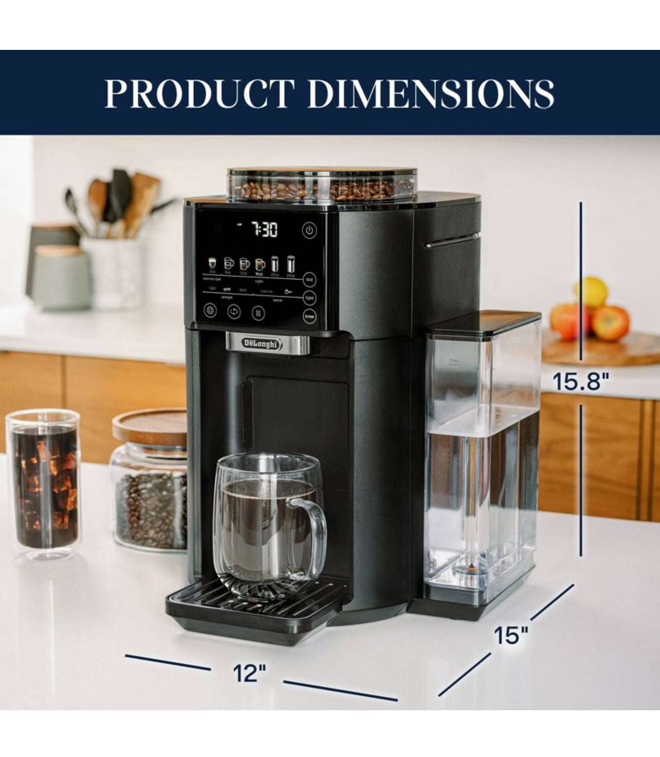 De'Longhi TrueBrew Automatic Coffee Maker with Bean Extract Technology - Black Matte