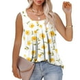 thumbnail image 5 of Plus Size Tank Tops for Women under $10 Round Neck Sleeveless Gradient Printing Comfortable Loose Casual Tunic Blouse Yellow S, 5 of 5