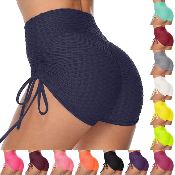 xfsWaSs Women Workout Shorts High Waisted Biker Shorts with Side Drawstring Ruched Stretchy Athletic Shorts Yoga Gym Leggings Short