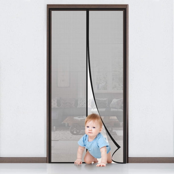 Mosquitera Magnética para Puerta 90x210cm Cortina Repelente de Mosquitos con Cierre Automático Tira Adhesiva Malla Ultrafina Fácil Instalación sin Herramientas para Niños