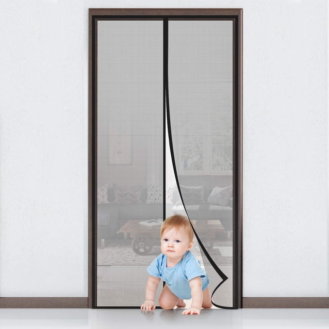 Mosquitera Magnética para Puerta 90x210cm Cortina Repelente de Mosquitos con Cierre Automático Tira Adhesiva Malla Ultrafina Fácil Instalación sin Herramientas para Niños
