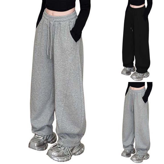 JAJAHO Girls Sweatpants Tapered Pants For Girls Baggy Casual Drawstring Joggers Pants With Pockets 5-15Y