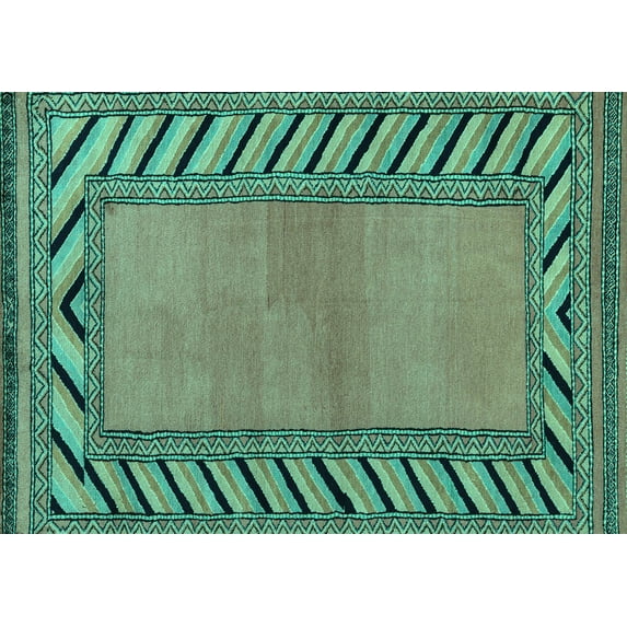 Ahgly Company Indoor Rectangle Southwestern Turquoise Blue Country Area Rugs, 2' x 3'
