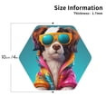 thumbnail image 3 of Disketp Colorful Sunglasses Dog Funny Coasters,6 Pcs Leather Coasters with Holder, Perfect Housewarming Hostess Gifts,Protect Furniture from Water Marks Scratch and Damage,Hexagon, 3 of 7