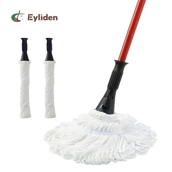 Eyliden Microfiber Twist Mop for Cleaning, 57.5 in Red Handle Long Height Dust Mop