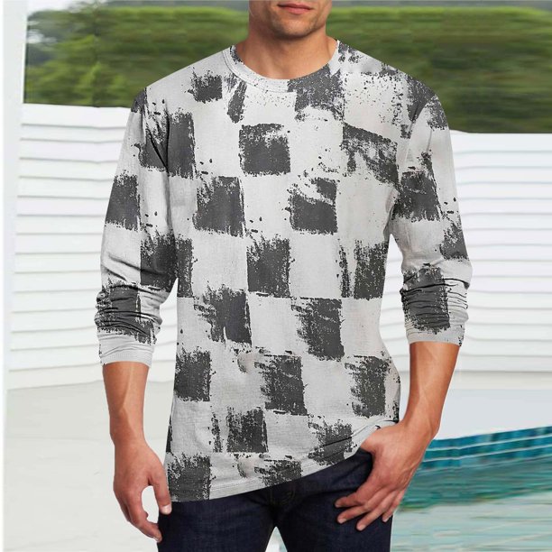 Blusas y camisas de manga larga con cuello redondo para hombre, camisetas casuales con estampado de moda, blusas de manga larga con cuello redondo, blusas para hombre, blusa de poliéster