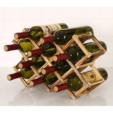 10 Square Wine Racks Foldable, Wood Wine Storage Racks Countertop for Cellar Racks Home Kitchen Bar Cabinets