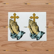 Praying Hands Jesus Cross God Vinyl Decal Sticker - 2 Pack Glossy, 4 Inches - for Car Boat Laptop