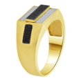thumbnail image 2 of 14k Yellow Gold White Rhodium, Fancy Ring Men Guy Gent Black Created CZ Size 11, 2 of 3