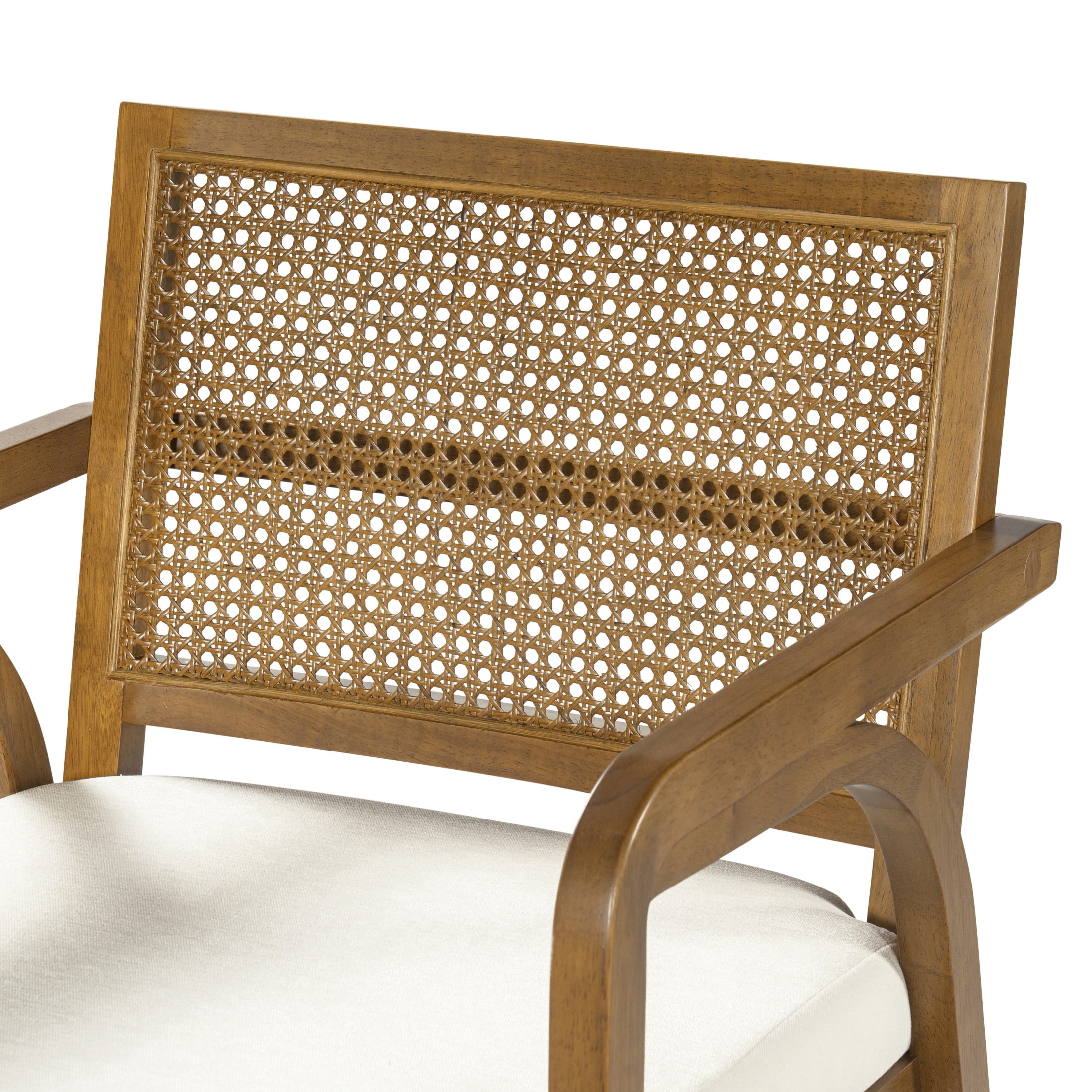 Christopher Knight Home Modern Dining Chairs, Upholstered Seats, Rattan Cane Back, Walnut, Set of 2