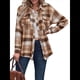 thumbnail image 1 of Camisas A Cuadros para Mujer, de Larga, con Botones, Estilo Babydoll, Peplum, Blusas Informales Extragrandes con Bolsillos Café S, 1 of 7