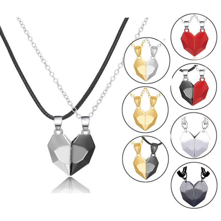 8 Pair 2022 New Boy or Girl Magnetic Couple Necklace For Lovers Heart  Pendant Distance Charm Women Valentine Day Gift 