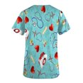 thumbnail image 3 of Snoarin Hauts d'Été Grande Taille pour Femmes T-Shirt à Manches Courtes Col en V avec Poches Imprimé avec Protecteur de Poche Uniformes de Travail pour Femmes en Liquidation, 3 of 4