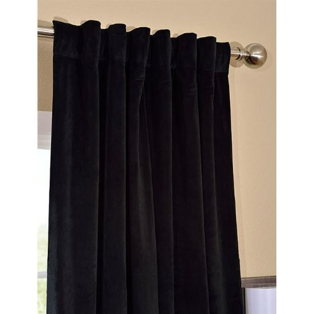 Signature Warm Black Blackout Velvet Pole Pocket Single Panel Curtain