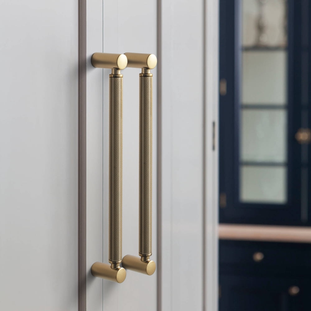 Goo-Ki 12 Pack 7.6''(192mm) Hole Center Champagne Bronze Cabinet Pulls, Zinc Alloy Knurled Grip Cabinet Handles for Drawer,Dresser,Cupboard Wardrobe Cabinet