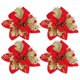 thumbnail image 4 of 4 Uds. De flores artificiales para árbol de Navidad, flor de Pascua roja dorada, flores brillantes con polvo dorado, 4 of 14