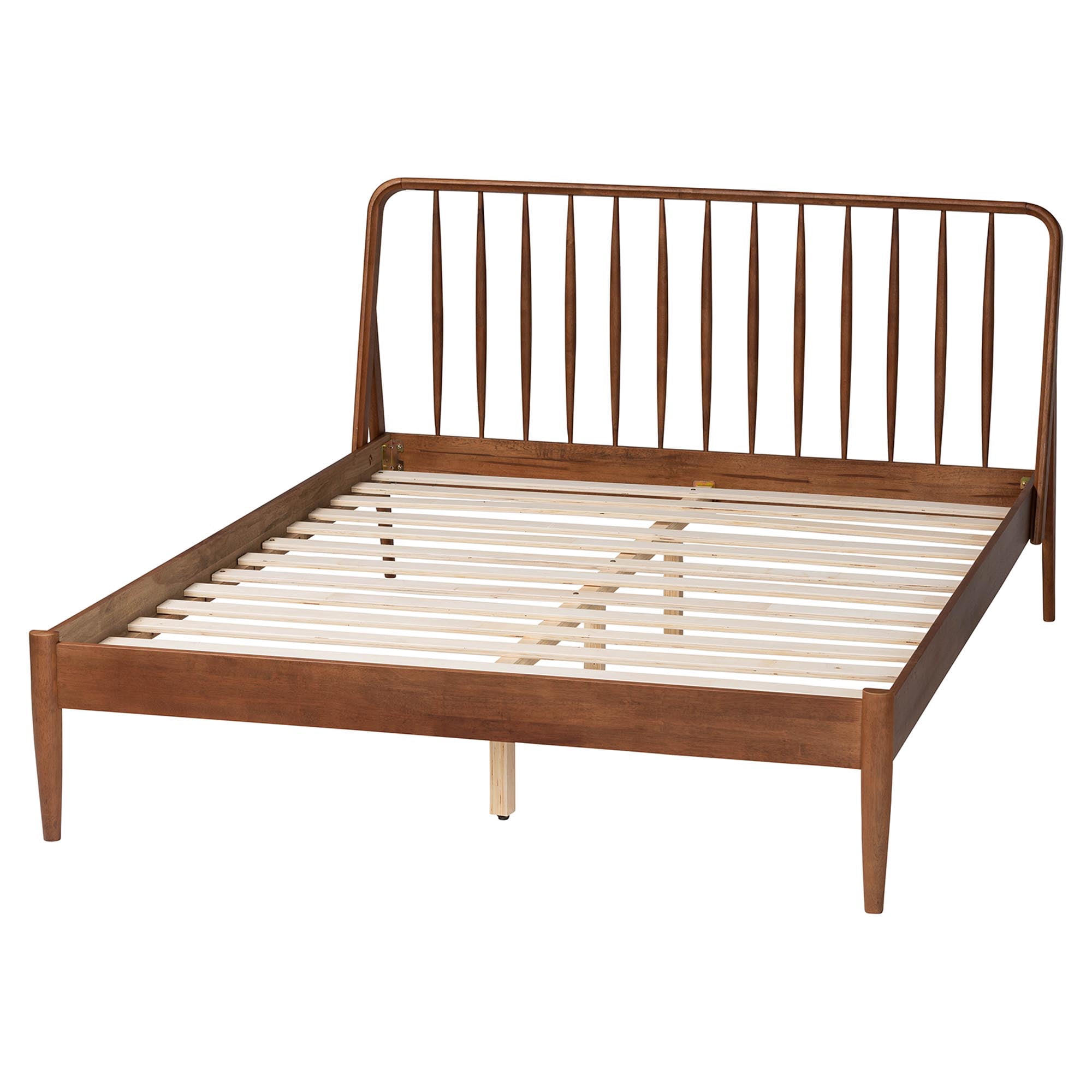 Baxton Studio Maeron Mid-Century Platform Bed, Queen, Walnut Brown
