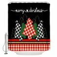 thumbnail image 2 of Christmas Tree Shower Curtain, Xmas Tree Red Plaid Classical Black Waterproof Washable Boho Funny Cute Shower Curtains Set for Bathroom Farmhouse Bathtubs Decor with Hook, 36"Wx72"L, 2 of 7