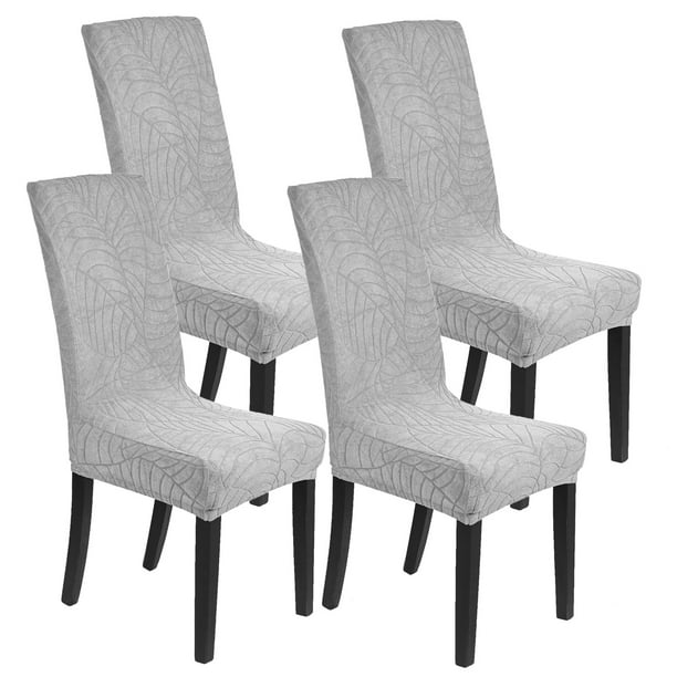 Juego de 4 Fundas de Silla Impermeables Uxcel, Fundas de Silla de Jacquard Elásticas para Comedor, Protectores Lavables