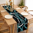 thumbnail image 3 of Turquoise Geometric Table Runner - 108 Inch Long, Kitchen Dining Table Runner Dresser Scarves, Modern Abstract Aesthetic Striped Art Farmhouse Decor for Coffee Tables Wedding Party Banquet, 3 of 8