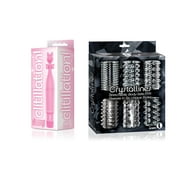 Sexy, Kinky Gift Set Bundle of Clitillation! Kitty Clitty Clitoral Stimulator and Icon Brands Crystalline TPR Cock Sleeves, 6 Pack, Clear