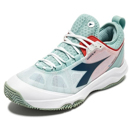 Diadora Womens Speed Blushield Fly 4 AG Tennis Shoes White /Legion Blue,7.5