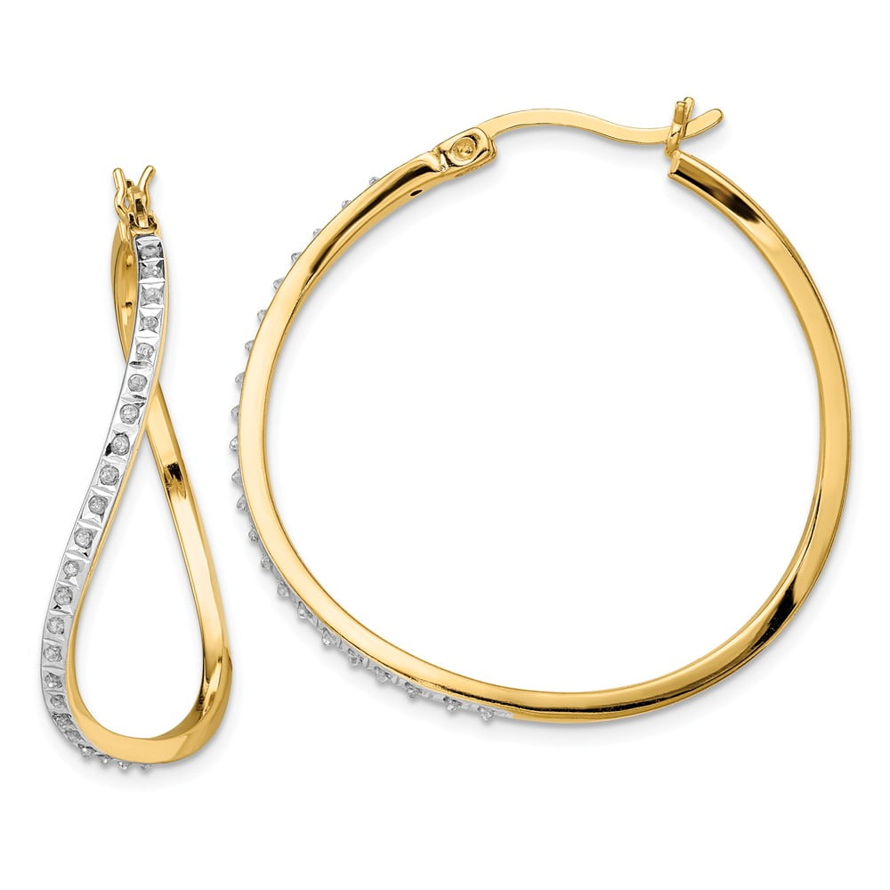 Earring Diamond - Diamond Mystique Sterling Silver Yellow Gold-plated