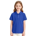 thumbnail image 6 of Girls Breathable Polo Shirt Kids Short Sleeve School Uniform Golf Shirt Casual Quick Dry Three-Button Polo Shirt 130, 6 of 7