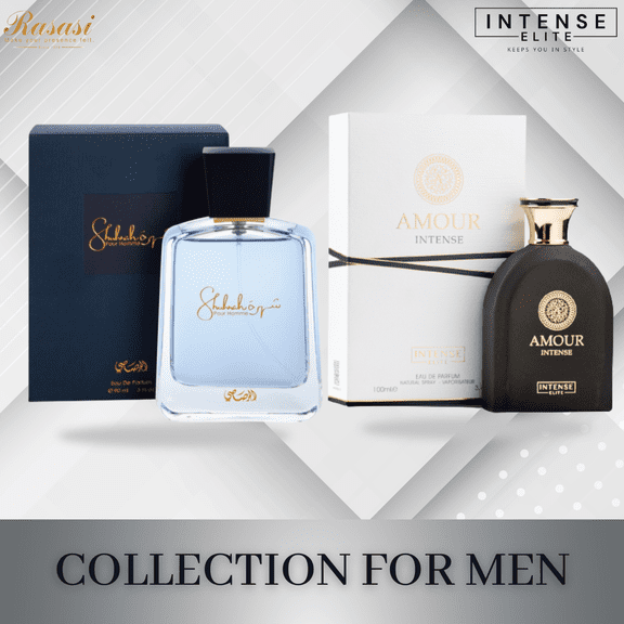 Men 2Pcs AMOUR Intense EDP-100ML & Shuhrah Pour Homme EDP-90 ML (3.0 oz)