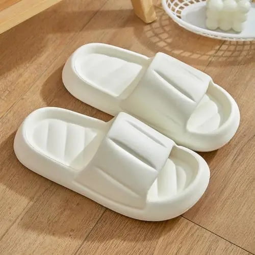 Nvzi -b Pillow Slippers for Women and Men Non Slip Quick Drying Shower Slides Bathroom Sandals ，Ultra Cushion ，Thick Sole（Size：36-37，White）