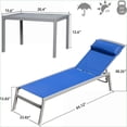 thumbnail image 3 of Outdoor Lounge Chairs, 3 Piece Adjustable Chaise Set for Patio Poolside Backyard, with Side Table | sky blue | Aluminum, 3 of 5