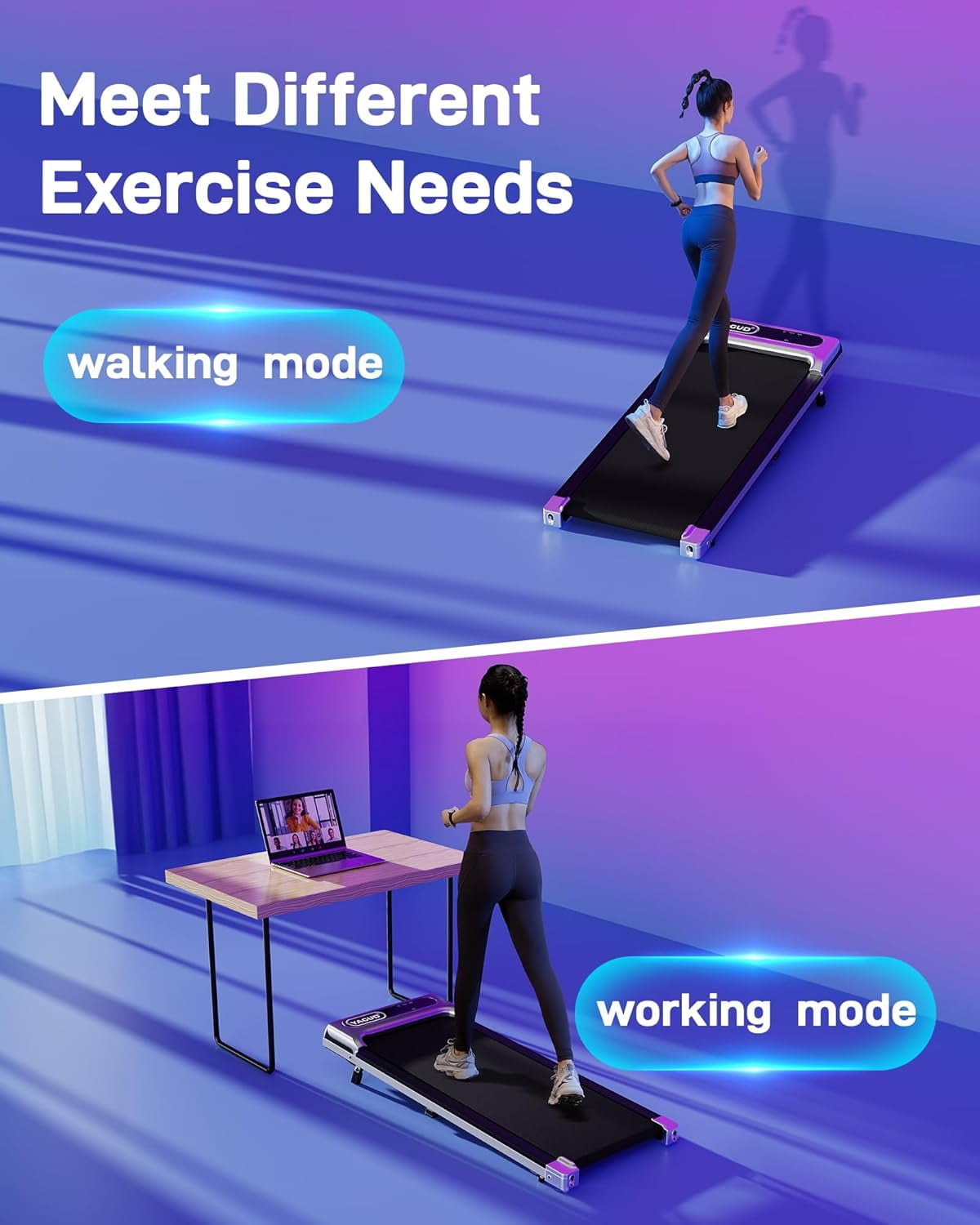 Yagud Walking Pad Under Desk Treadmill with Incline, Portable Small Treadmills for Home with Remote Control, Walking Pad Treadmill with Manual Incline, LED Display, 265LBS Weight Capacity