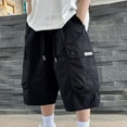 thumbnail image 2 of ZACPNCV Boys Shorts Kids High Waisted Cargo Shorts Summer Casual Shorts with Pockets Black 15-16 Years, 2 of 6