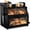 Black, variant on Bamboohomie Wooden Bread Box for Kitchen Countertop, Double Layer Bamboo Bread Boxes with Tool Holder and Handles, Natural
