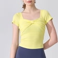 thumbnail image 2 of hotojiny Workout Tops for Women Fashion Short Sleeve Yoga Crop Tops Cute Bow Basic Casual Layer Shirts for Athletic Sports, 2 of 5