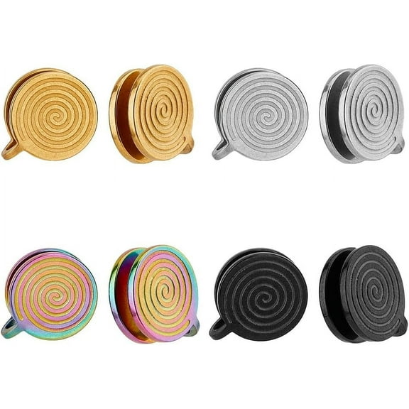 4 Pairs 4 Colors Pressure Earrings for Keloids Stainless Steel Punk Clip On Earrings Spiral Compression Earring Lightweight No Piercing Earring Birthday Gift for Woman Mixed Color