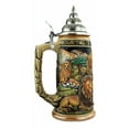thumbnail image 2 of German Beer Stein Lion Stein ''The Mighty One'', 0.75 liter tankard, beer mug, cobalt, hand-painted, with pewter lid, 2 of 3