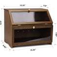 thumbnail image 5 of HOMEKOKO Double Layer Large Bread Box for Kitchen Counter, Wooden Large Capacity Bread Storage Bin (Brown), 5 of 7